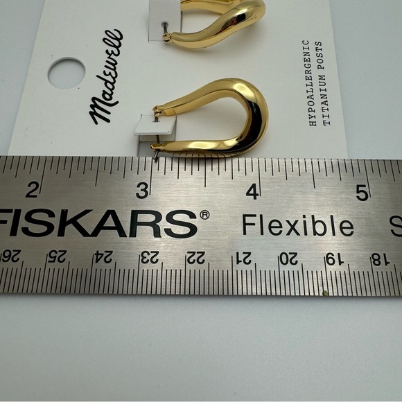 Madewell Twisted Puff Hoop Earrings NL575 Gold-Plated Recycled Brass NWT - Picture 7 of 12